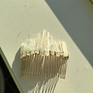 Rainbow Quartz Crystal and Rose Gold Hair Comb